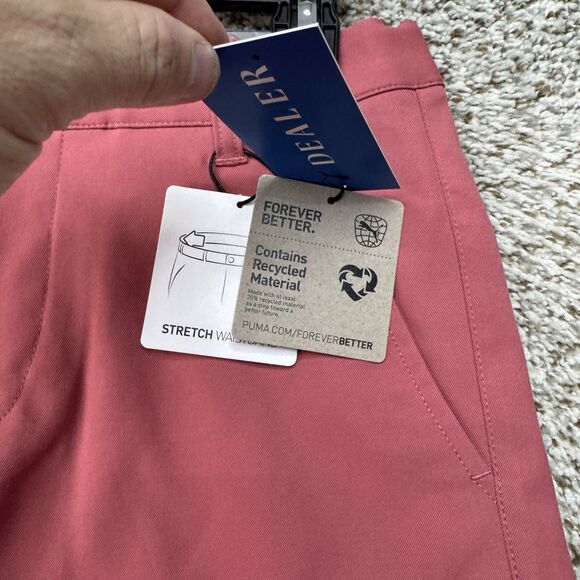 PUMA Dealer Shorts Men's 28 Pink 8 Inch Golf Flat Front New With Tags Stretch - Picture 2 of 13